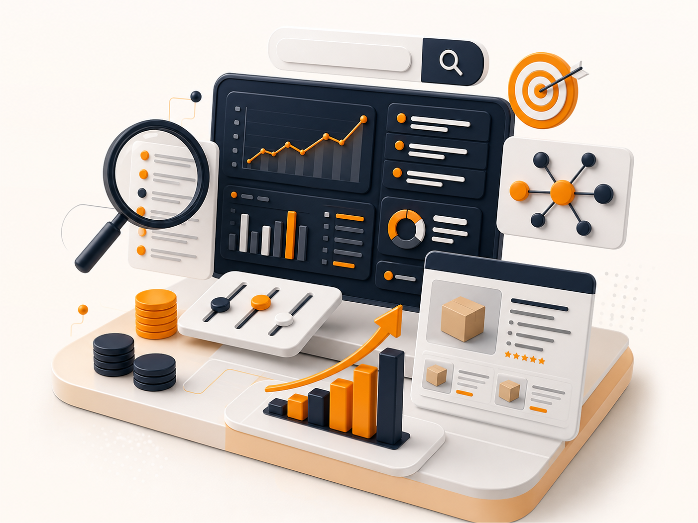 Advertisement & SEO 3D illustration